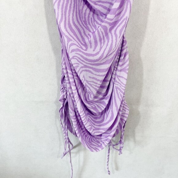 Kendall + Kylie Purple Abstract Print Mesh Ruched Dress Swim Cover Up Size Small - Picture 4 of 6